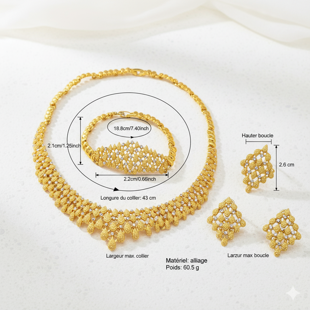 parure plaque ou pour femme